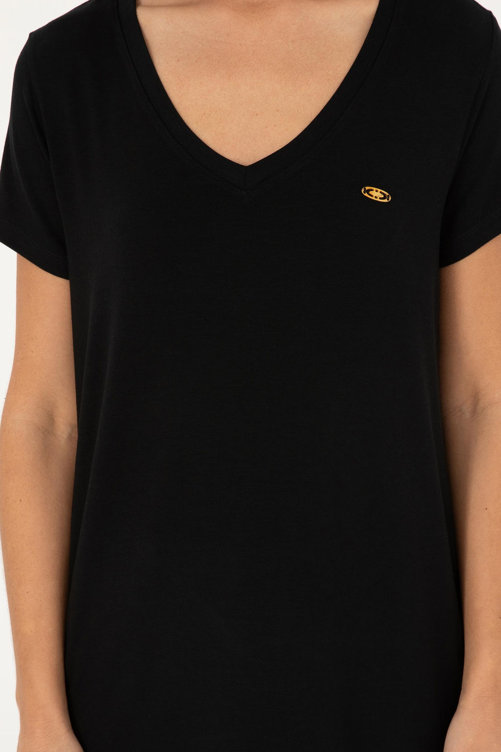 U. S. Polo Assn / Женская черная базовая футболка с v-образным вырезом - U.s. polo assn фото 13