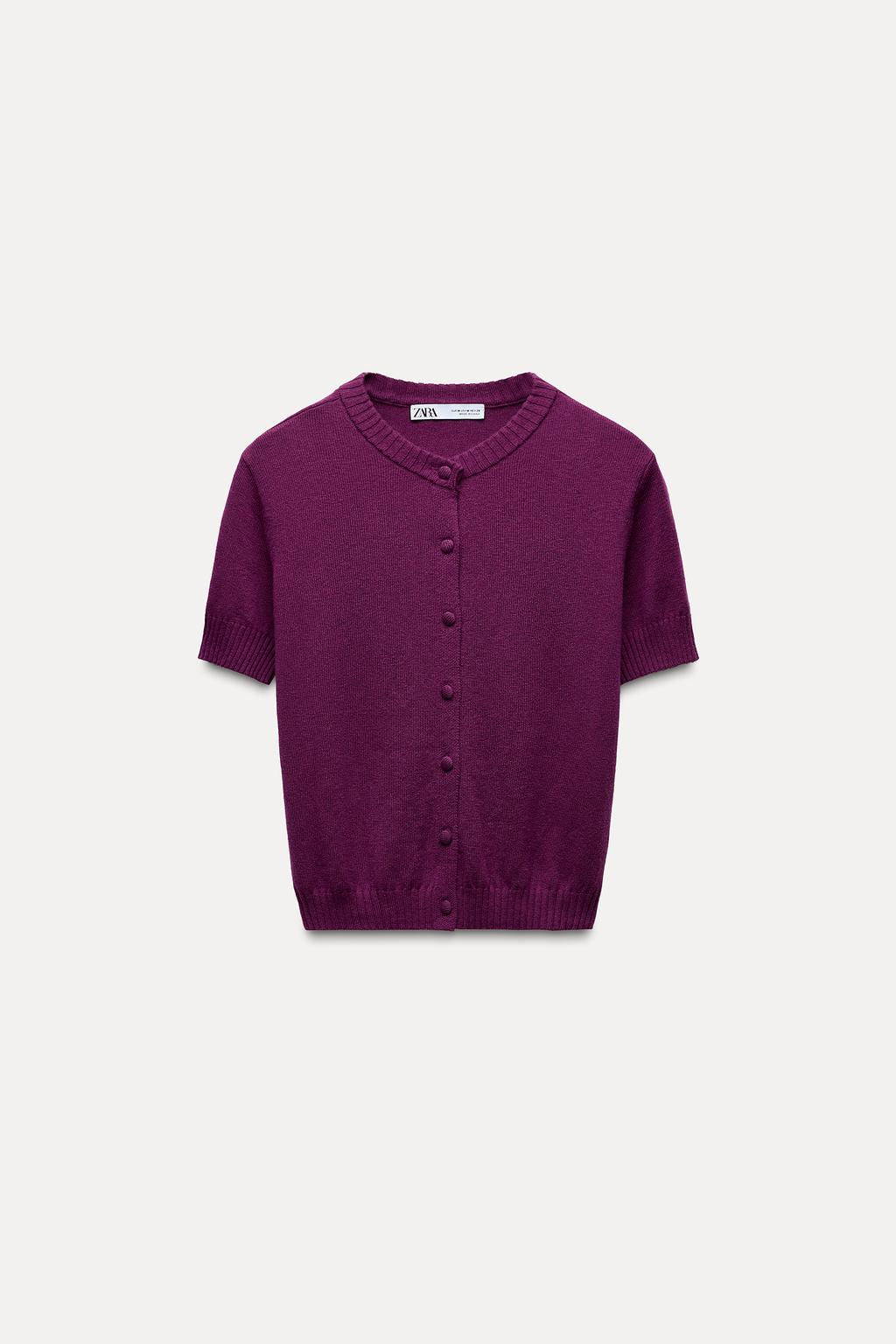 BASIC PLAIN SHORT SLEEVE KNIT CARDIGAN - Zara фото 3