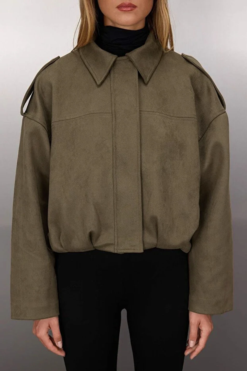 Haki Oversize Kal?p Suet Bomber Ince Ceket Mont TWOAW26MO00125