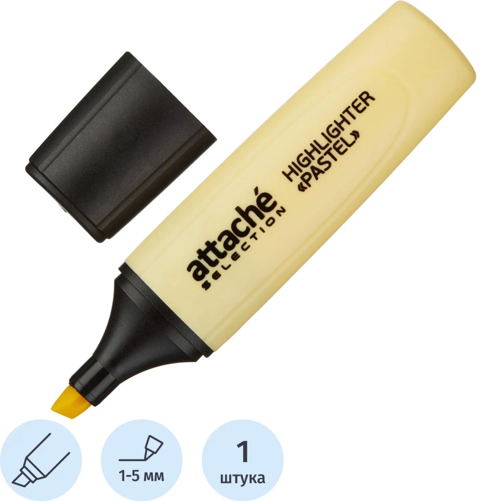 Маркер текстовыделитель Attache Selection Pastel 1-5 мм желтый фото 2