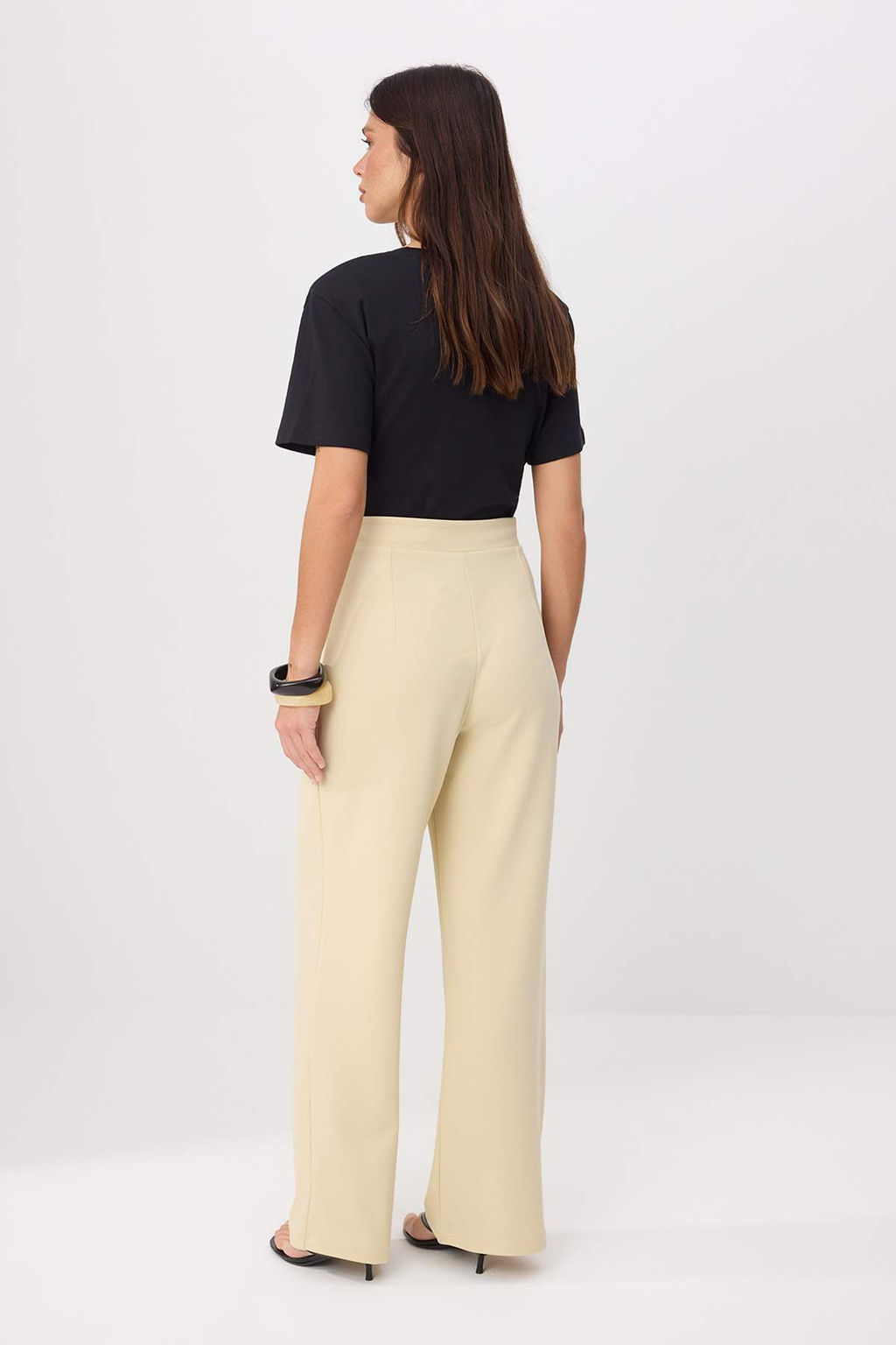 TRENDYOLMILLA Siyah C?rt C?rt Kapamal? Yuksek Bel Pileli Wide Leg/Genis Kesim Orme Pantolon TWOAW24PL00177  фото 70