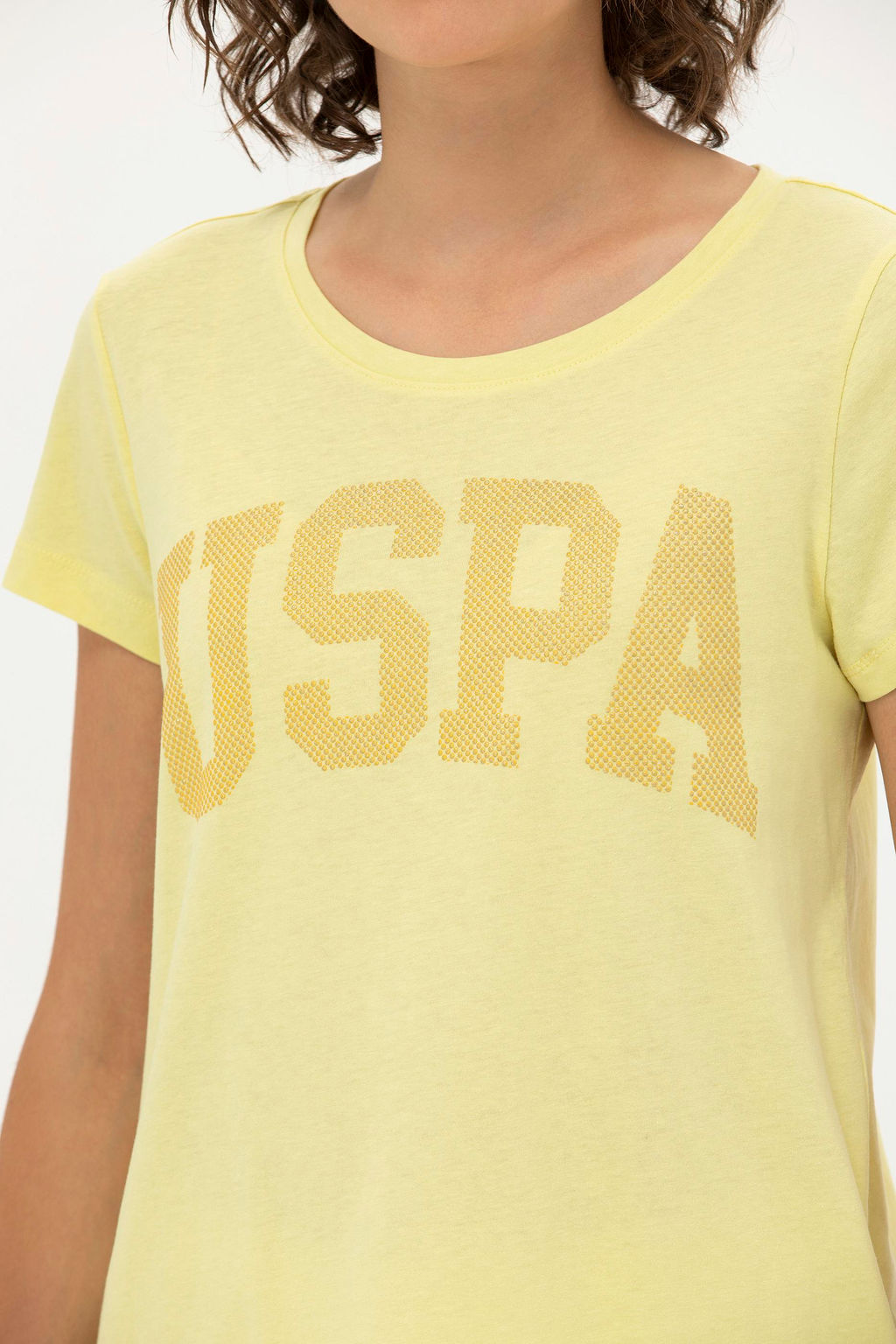 Женская светло-желтая базовая футболка - U.s. polo assn фото 7