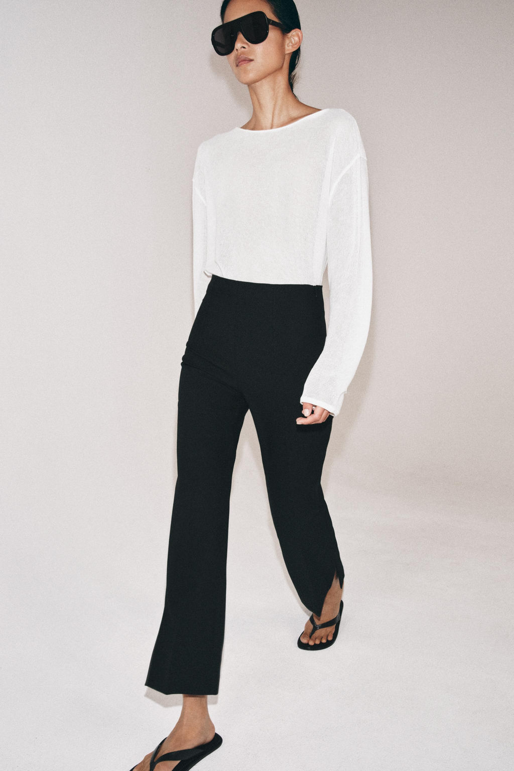 PANTAL?N CROPPED TIRO ALTO ZW COLLECTION / Negro - Zara фото 3