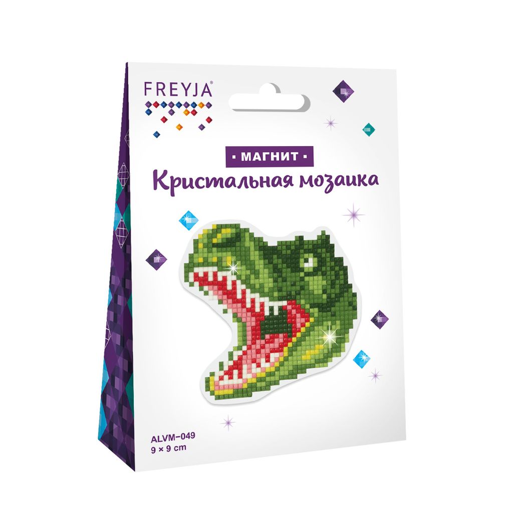 Кристальная (алмазная) мозаика ФРЕЯ ALVM-049 магнит Тираннозавр 9 х 9 см