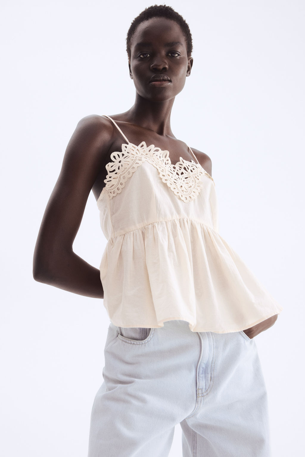 Top de tirantes con ribete de encaje - H&m фото 3