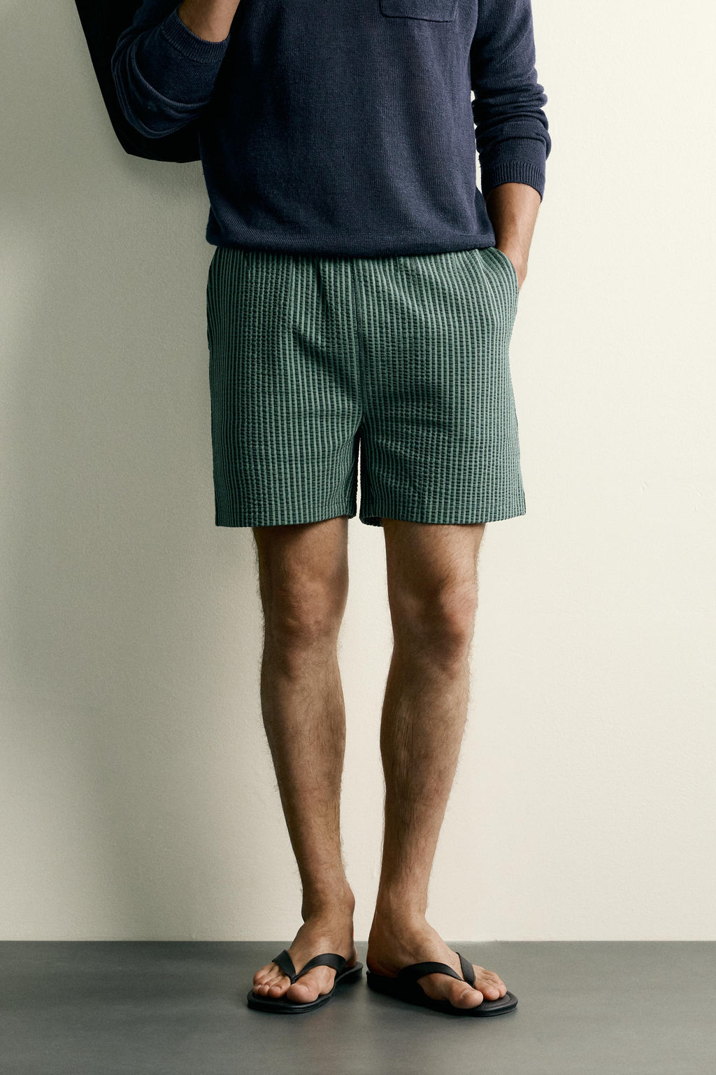 BERMUDA REGULAR FIT SEERSUCKER CONFORT / Verde - Zara фото 2