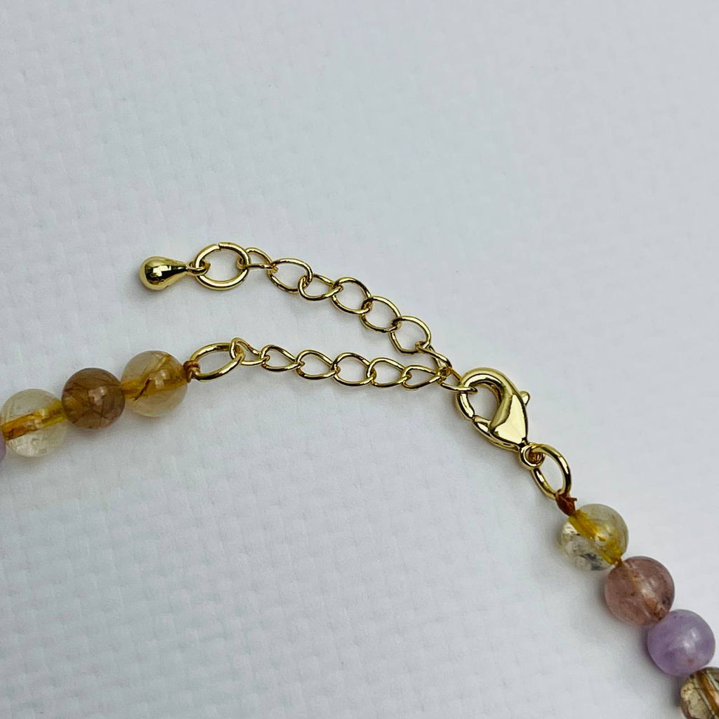 Бусы из Рутилового кварца, Клубничного кварца и Аметиста 42 см +