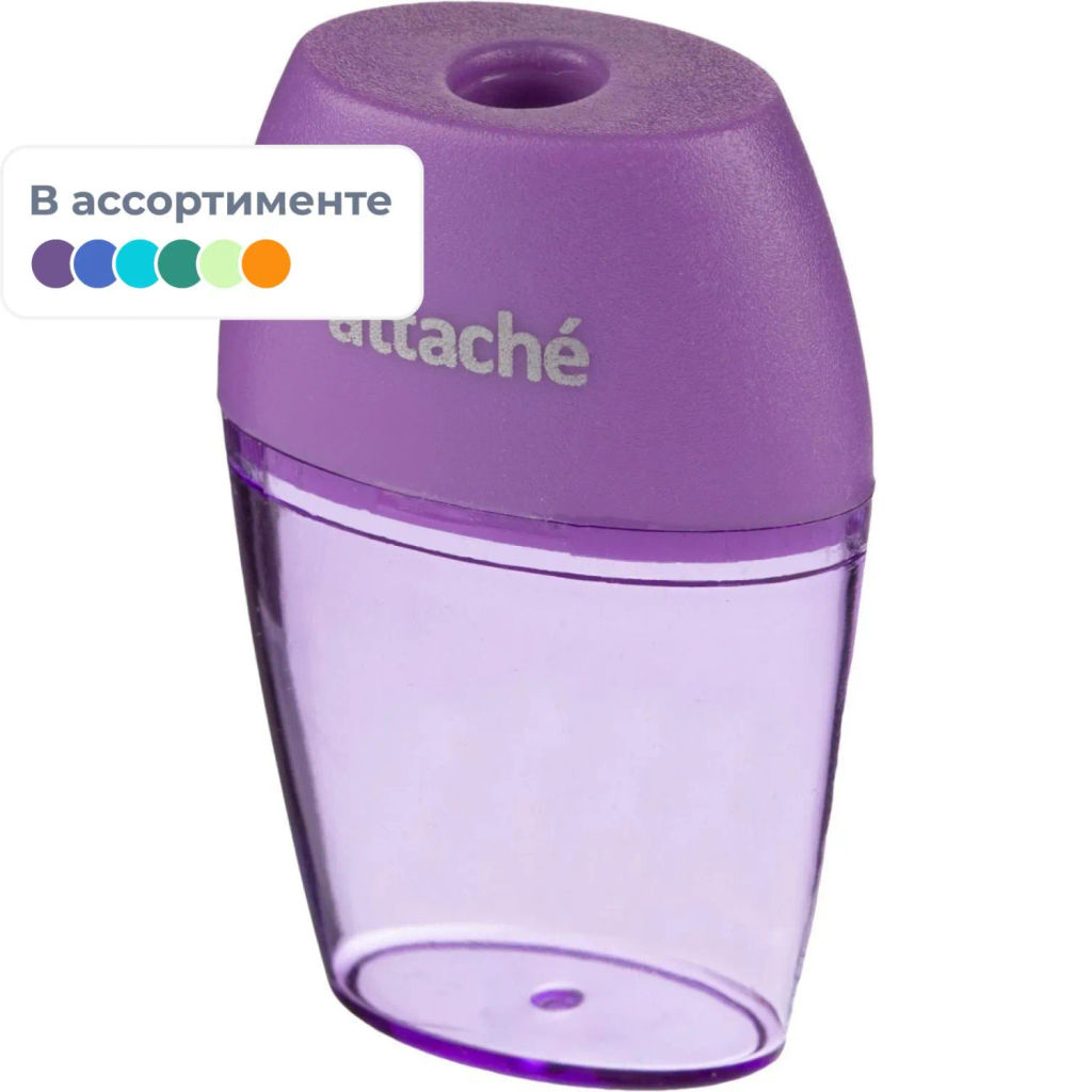 Точилка Attache Bright Colours 1 отв., цветной контейнер, ассорти  фото 2
