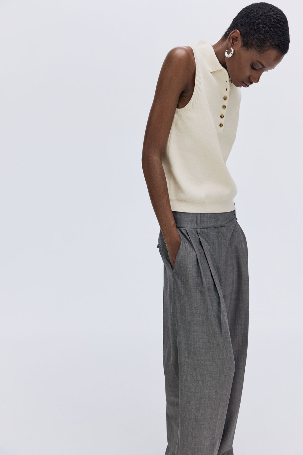 Su?ter sin mangas con cuello camisero - H&m фото 8