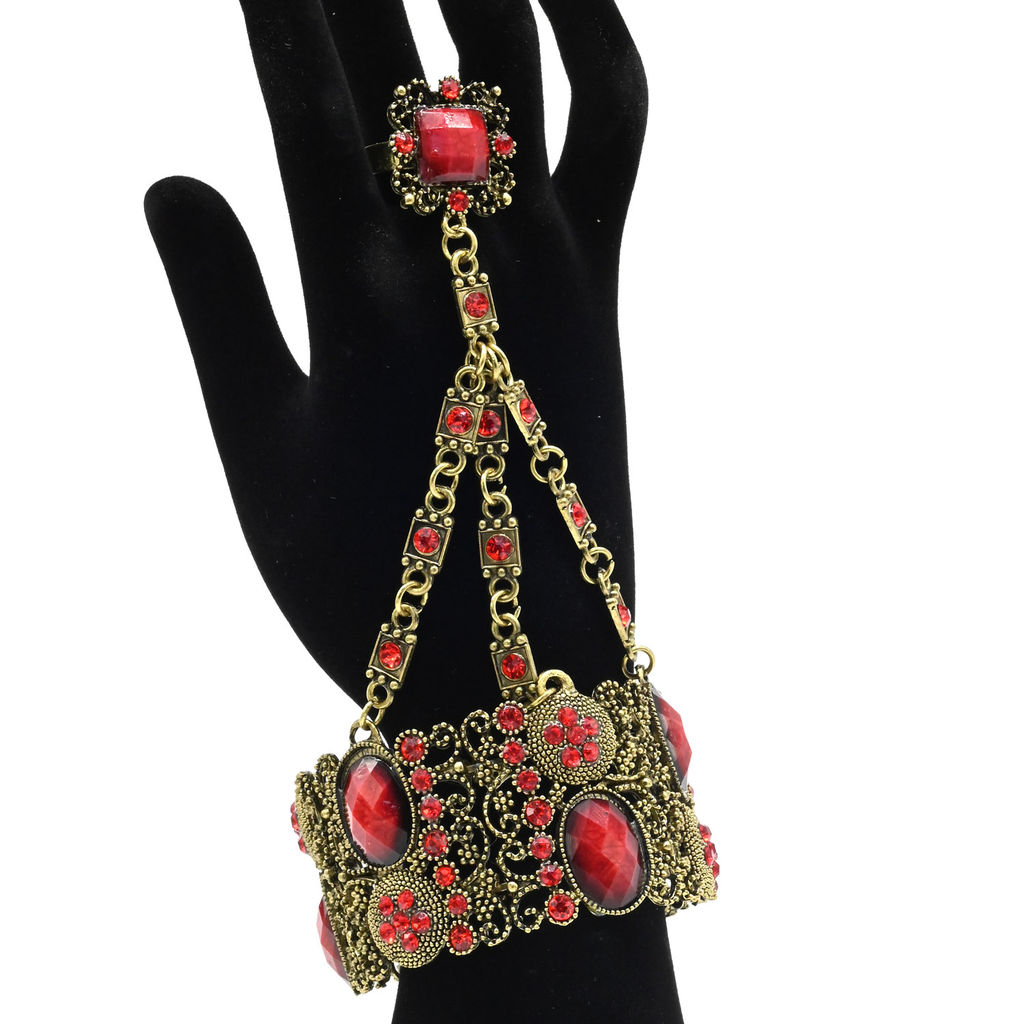 Браслет-слейв с цирконами и муранским стеклом цв.аллый