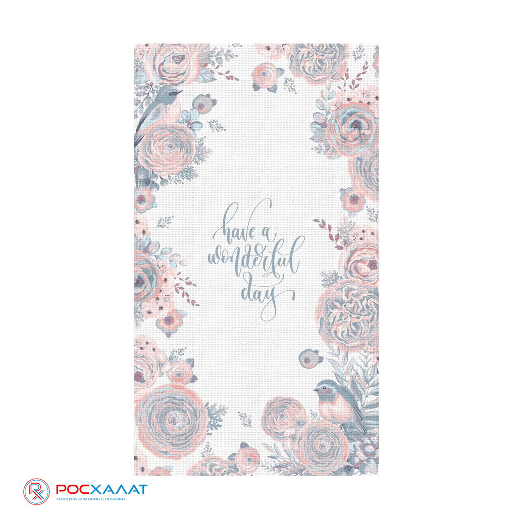 Полотенце VR ВФК24 40/70 9531 Птички серые 3 VR ВФК24 9531 40x70