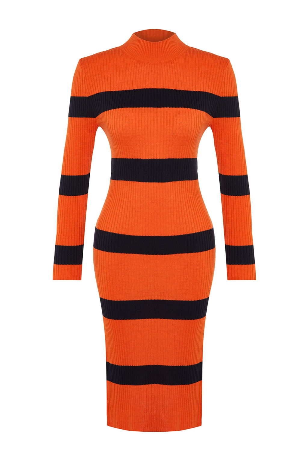 TRENDYOLMILLA Lacivert Midi Triko Cizgili Elbise TWOAW23EL00226 фото 21