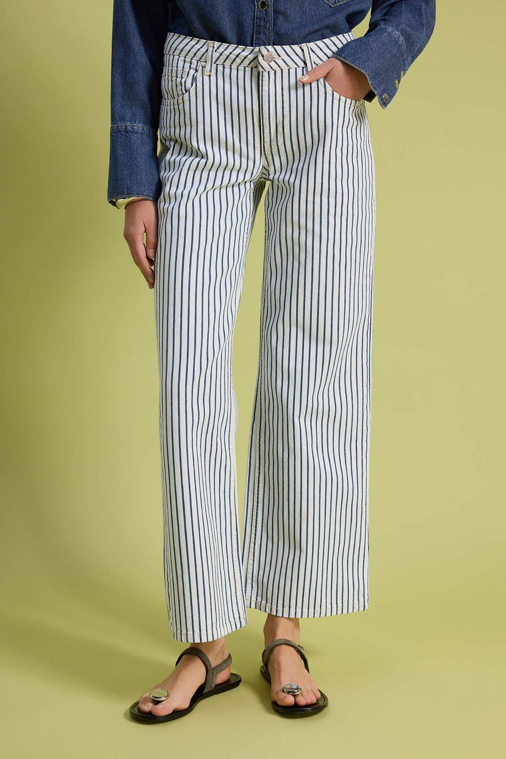 _ok Renkli _izgili D___k Bel Wide Leg Jeans TWOSS26JE00293 - Trendyolmilla фото 3