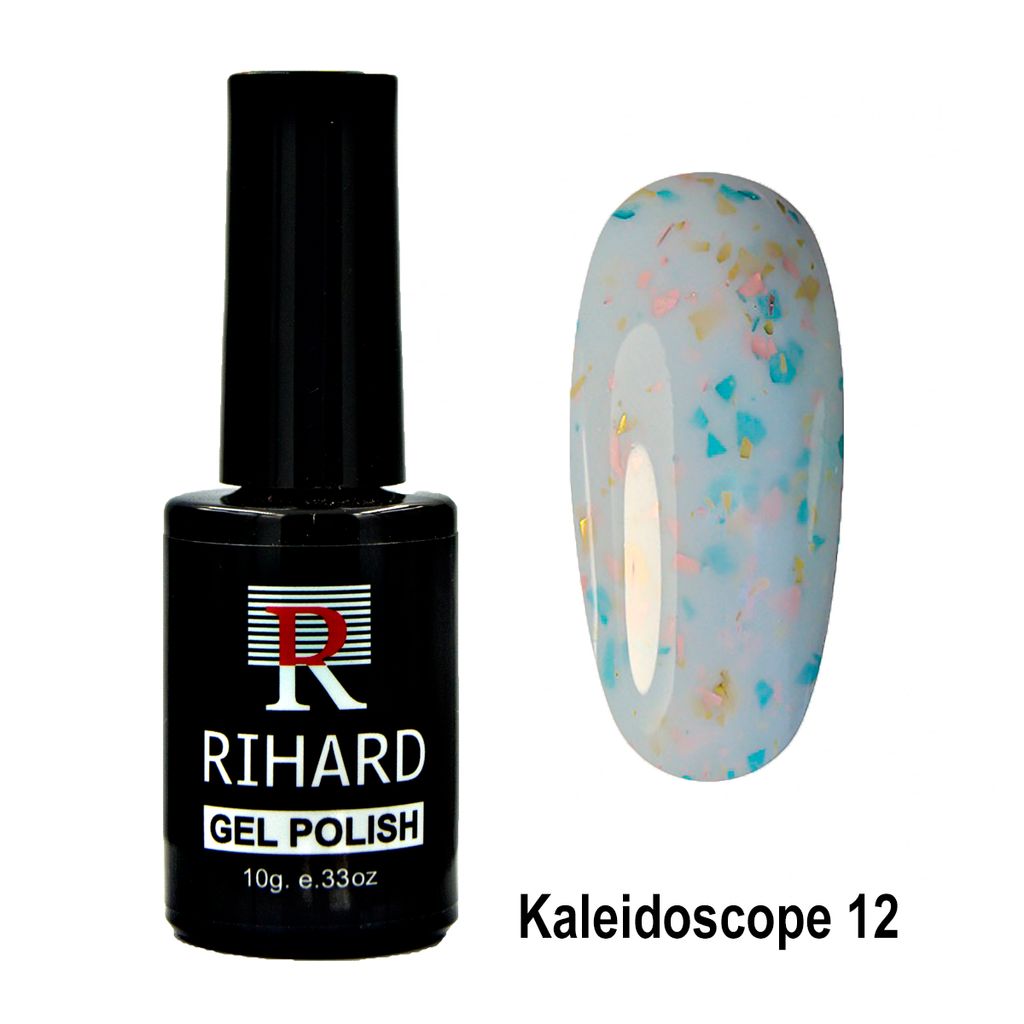 Rihard Gel Polish Kaleidoscope Гель-лак с разноцветными хлопьями, 10 мл №12