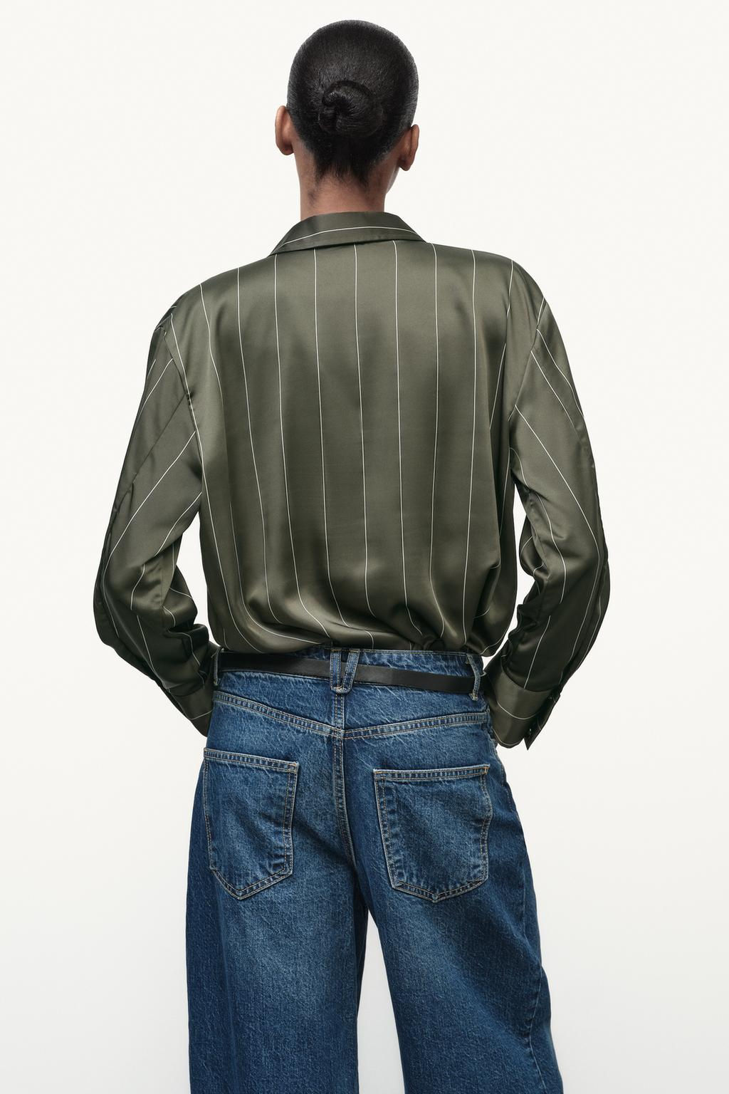 STRIPED SATIN SHIRT - Zara фото 11