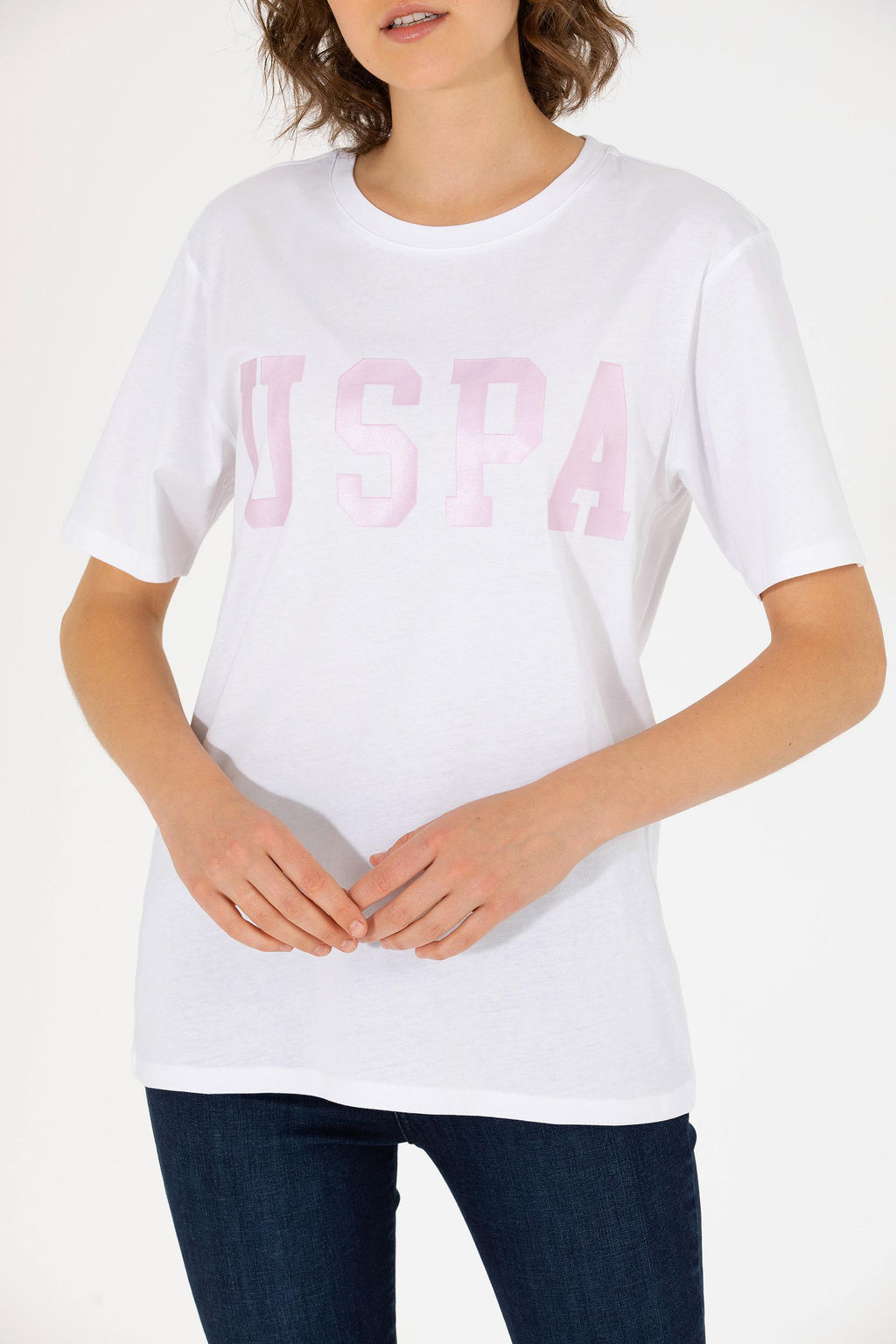U. S. Polo Assn Женская белая базовая футболка с круглым вырезом - U.s. polo assn фото 6