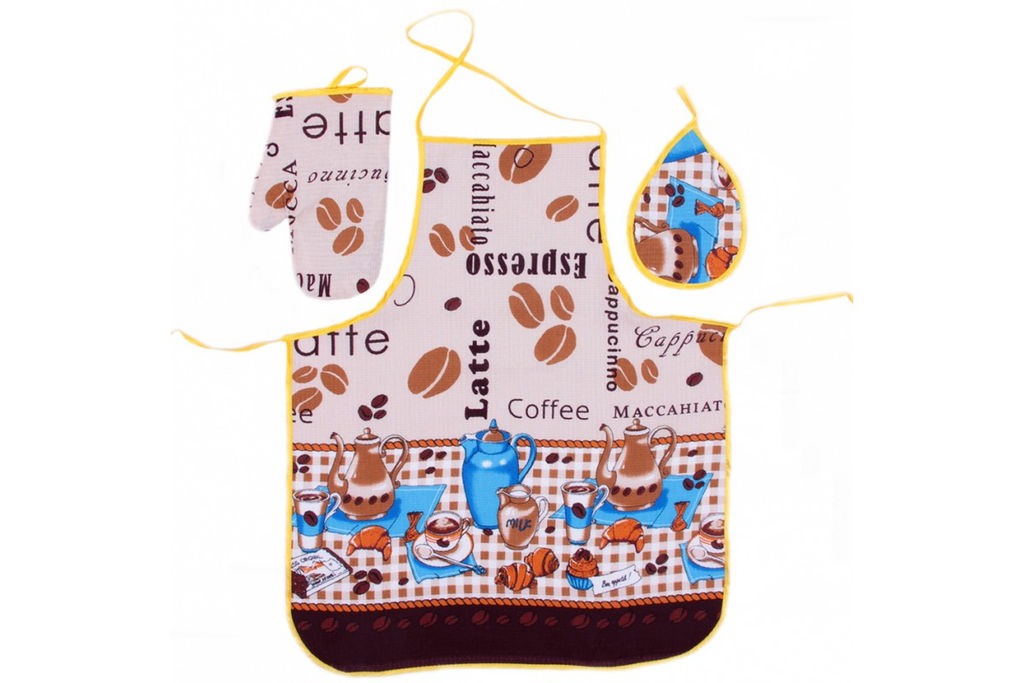 Набор из вафельной ткани Н122- фартук, прихватка, варежка