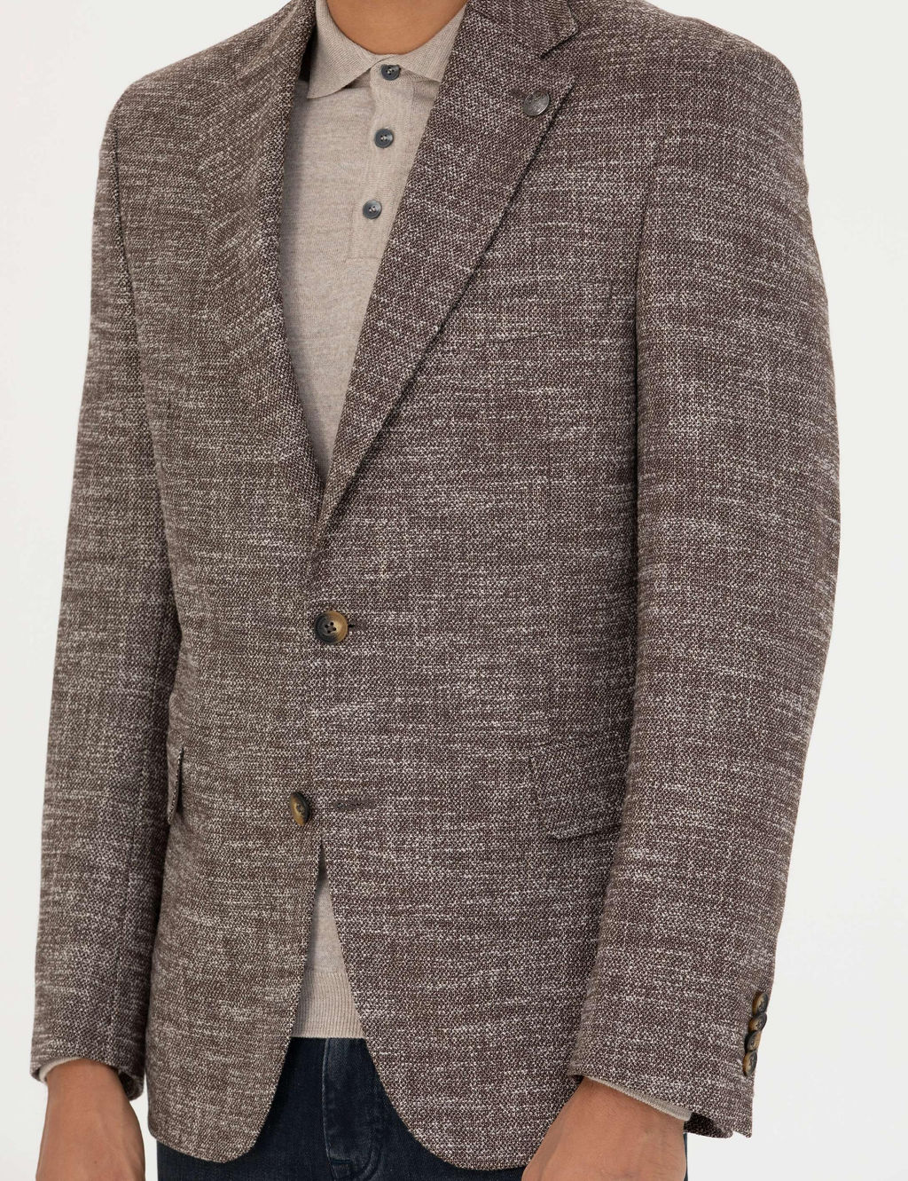 Kahverengi Slim Fit Y_n Kar___ml_ Ceket