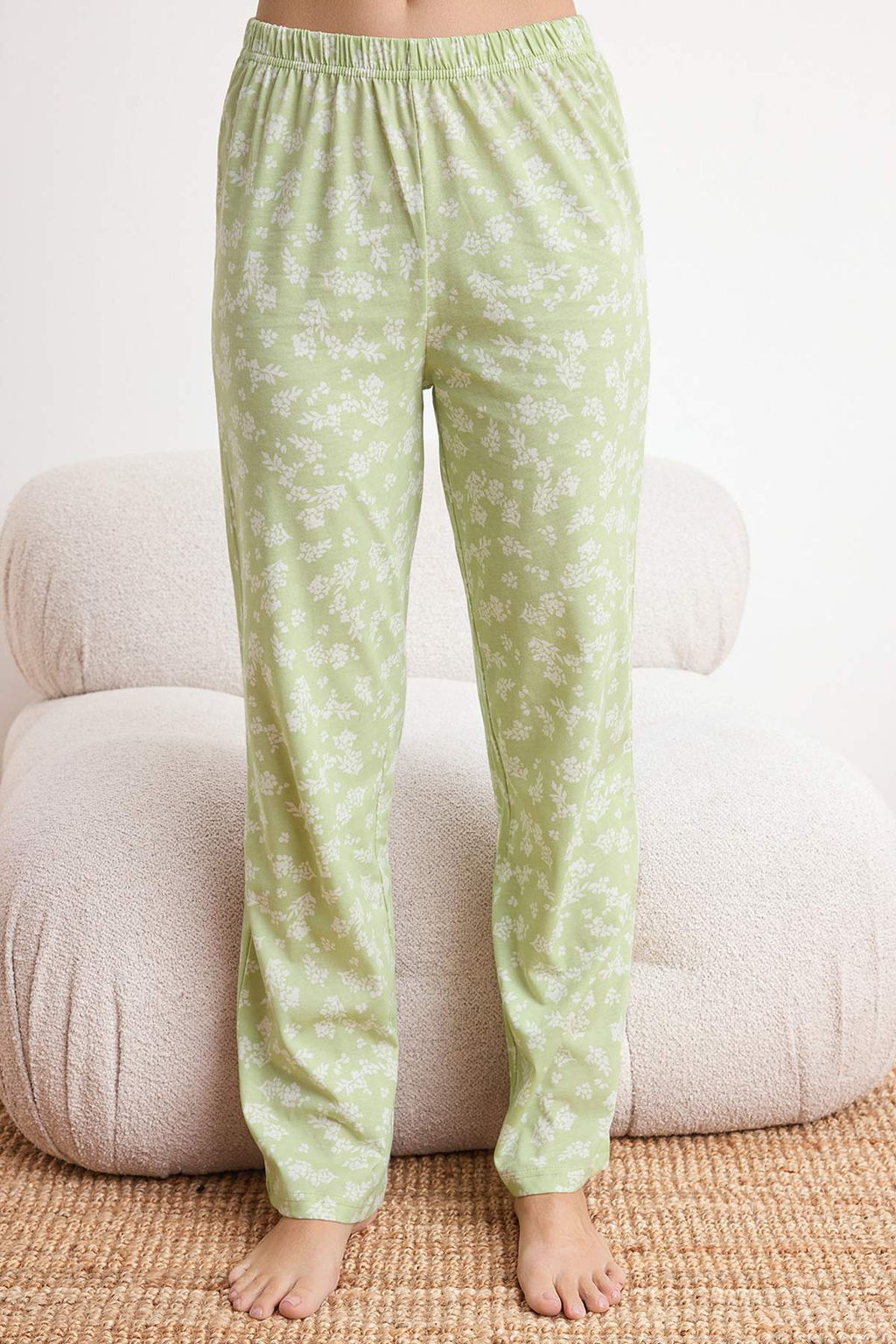 Trendyolmilla Lila %100 Pamuklu Cicekli Orme Pijama Tak?m? THMAW25PT00187  фото 9
