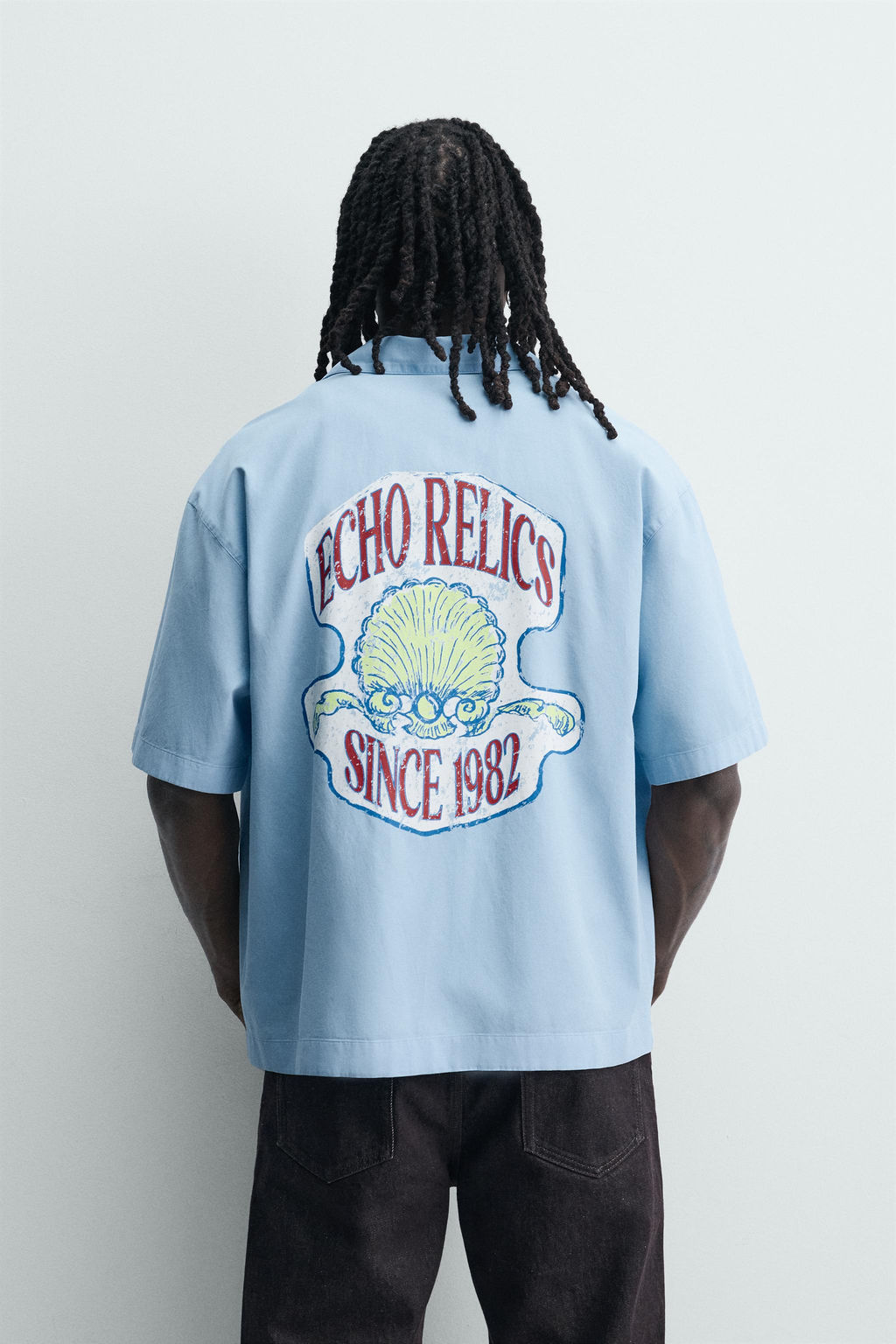 CAMISA RELAXED FIT LYOCELL - ALGOD?N ESTAMPADOS / Azul claro - Zara фото 3