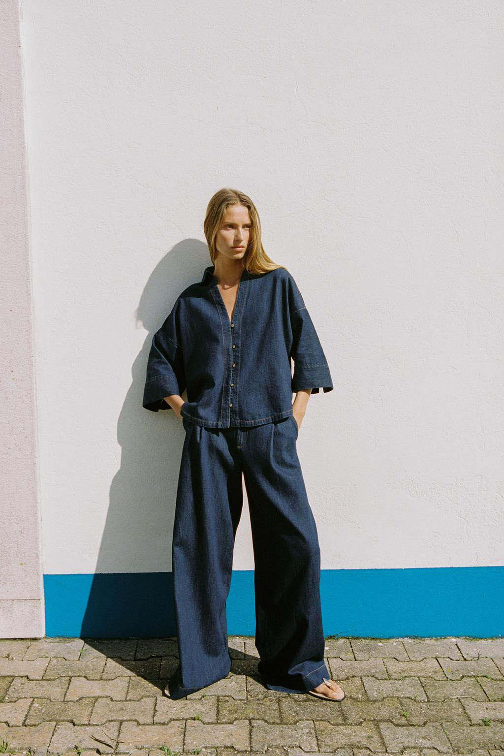 HIGH-WAIST WIDE-LEG TROUSERS WITH DARTS - Zara фото 10