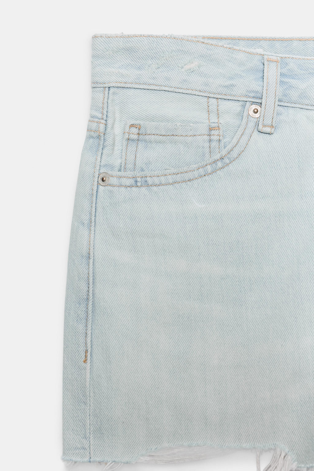 SHORTS DENIM TRF ROTOS TIRO MEDIO / Azul claro - Zara фото 6