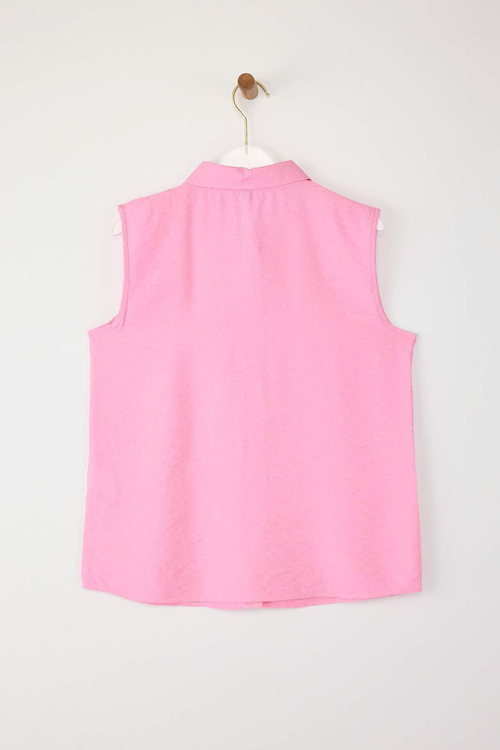 Pembe S?f?r Kol Keten Gorunumlu Regular Normal Kal?p Dokuma Gomlek TWOSS25GO00097