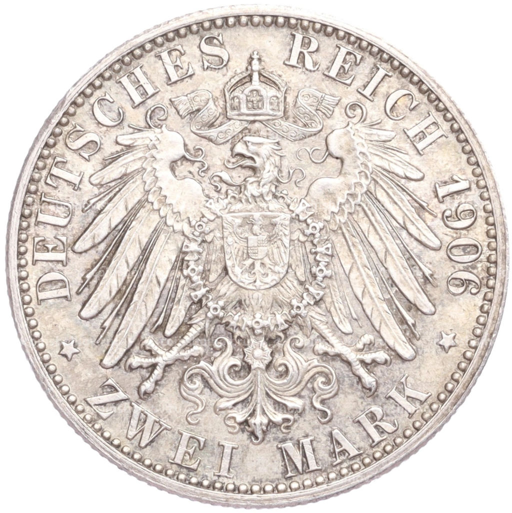 Монета 2 марки 1906 года Германия (Баден) 50 лет свадьбе Фридриха I и Луизы Прусской