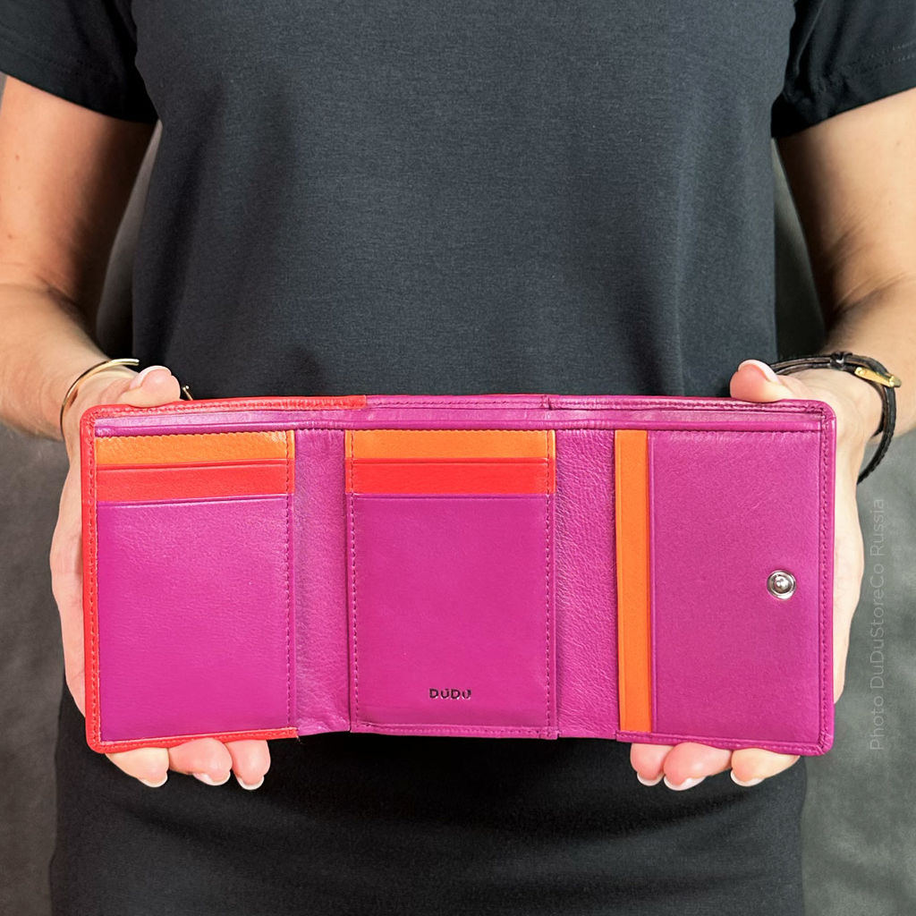 Итальянский женский кожаный кошелек DuDu серии Corsica | фуксия - Dudubags фото 9
