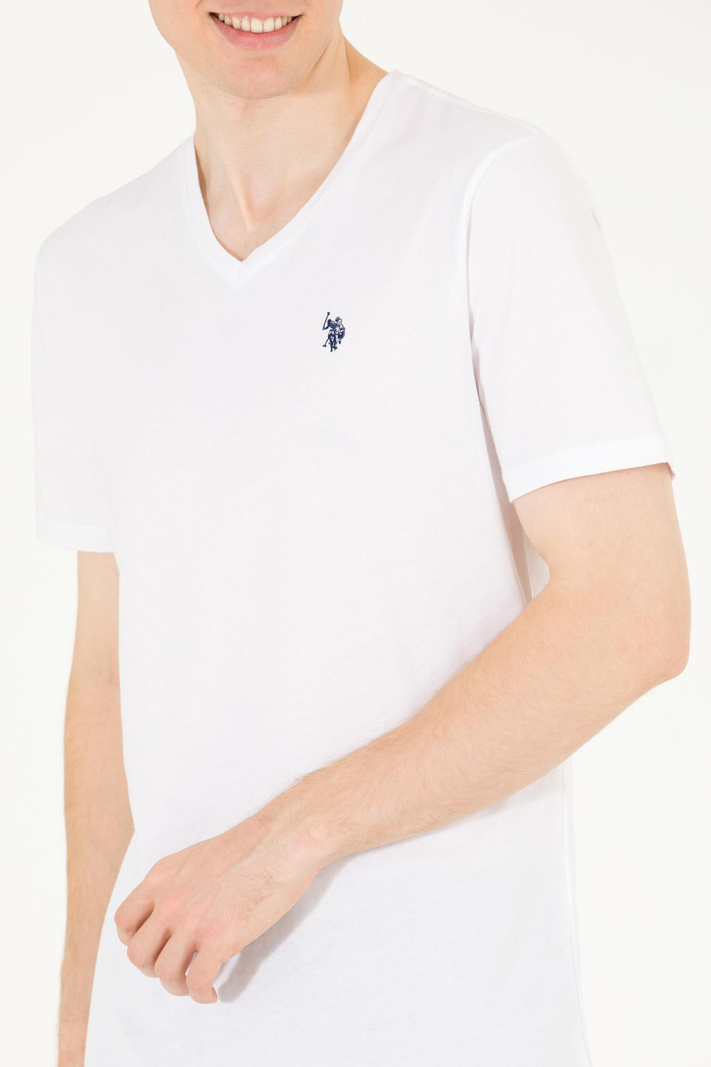 U. S. Polo Assn Мужская белая базовая футболка с v-образным вырезом - U.s. polo assn фото 6