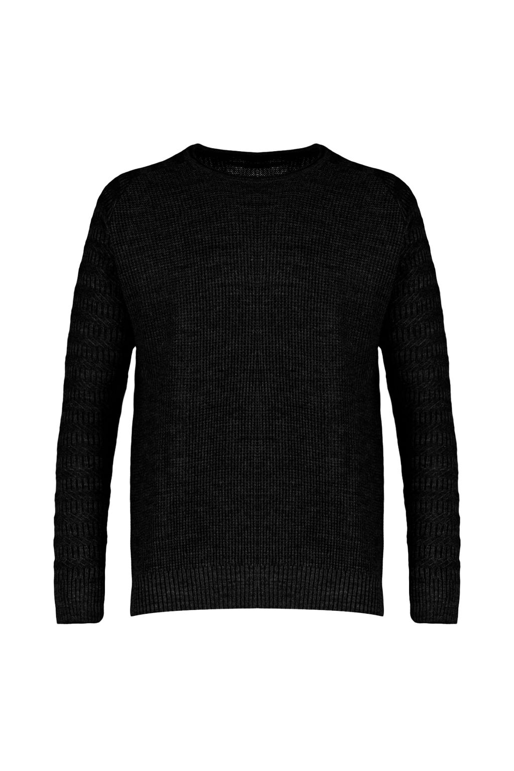 TRENDYOL MAN Gri Slim Fit Dar Kesim Bisiklet Yaka Kol Dokulu Desenli Reglan Kol Triko Kazak TMNAW22KZ0380 - Trendyolmilla фото 8