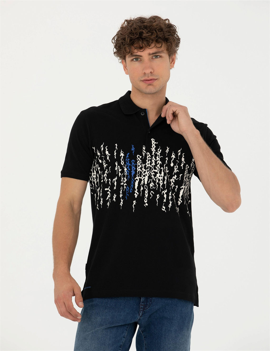 Siyah Slim Fit Polo Yaka Ti__rt - Pierre cardin фото 3