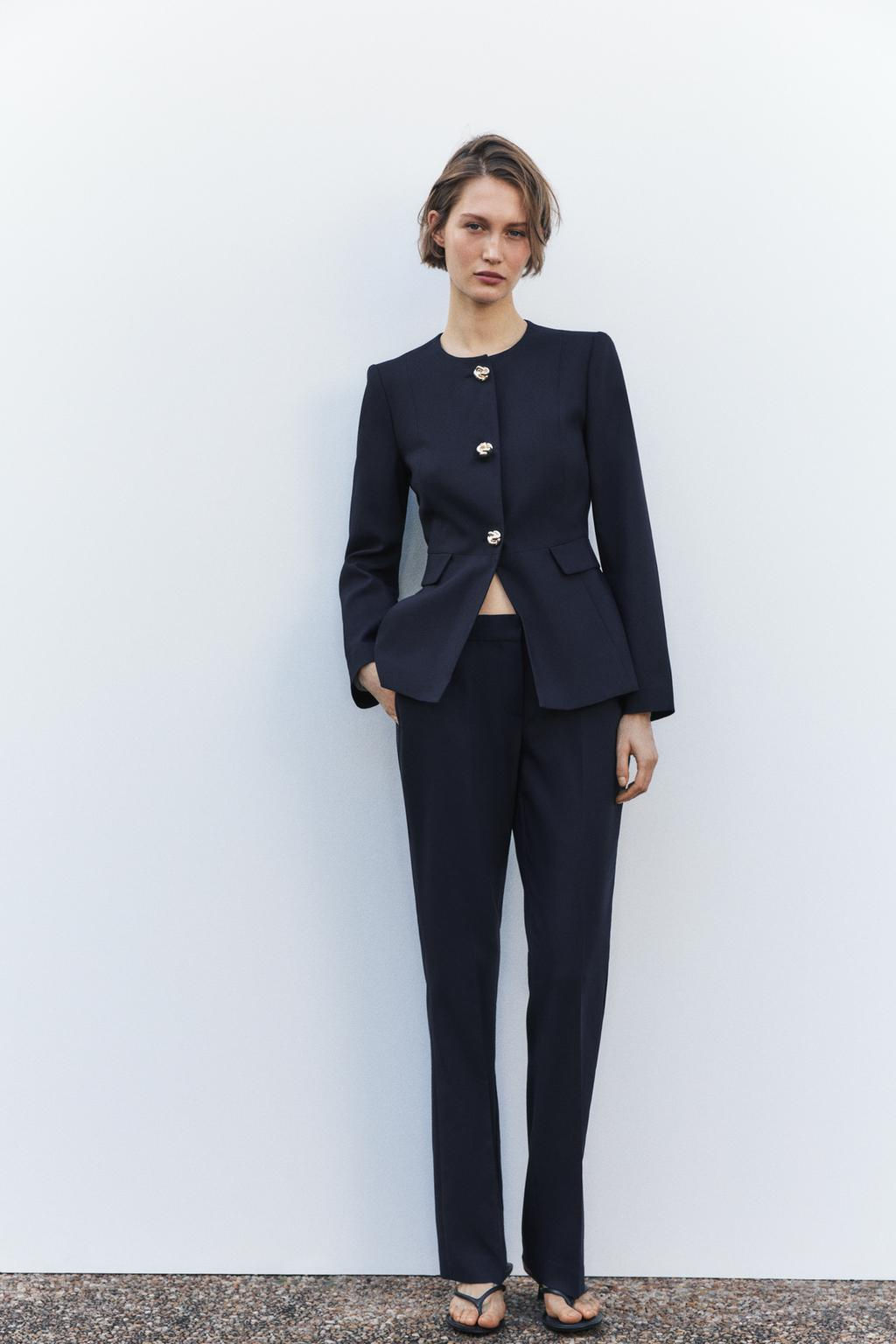 STRAIGHT MID-WAIST TROUSERS