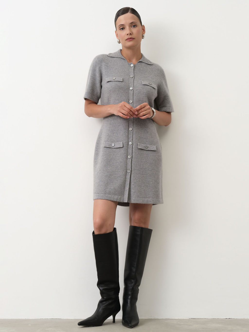 Платье из кашемира 4265 серо-голубое