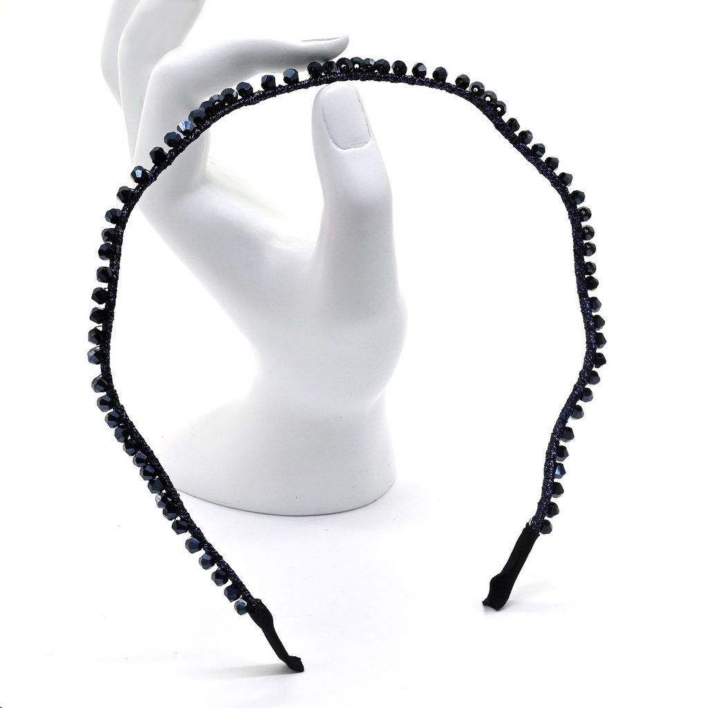 Ободок для волос Волна с цирконом, цвет синий