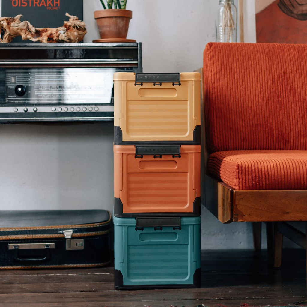 Короб пластиковый складной "Пазл", Д400 Ш280 В230, голубой