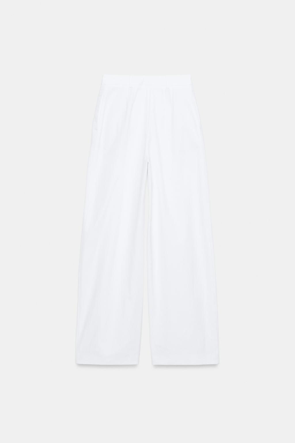 PANTAL?N POPEL?N PINZAS / Blanco - Zara фото 14