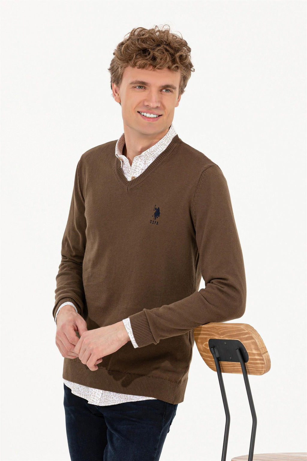 Мужской базовый свитер кокосового цвета Неожиданная скидка в корзине - U.s. polo assn фото 3