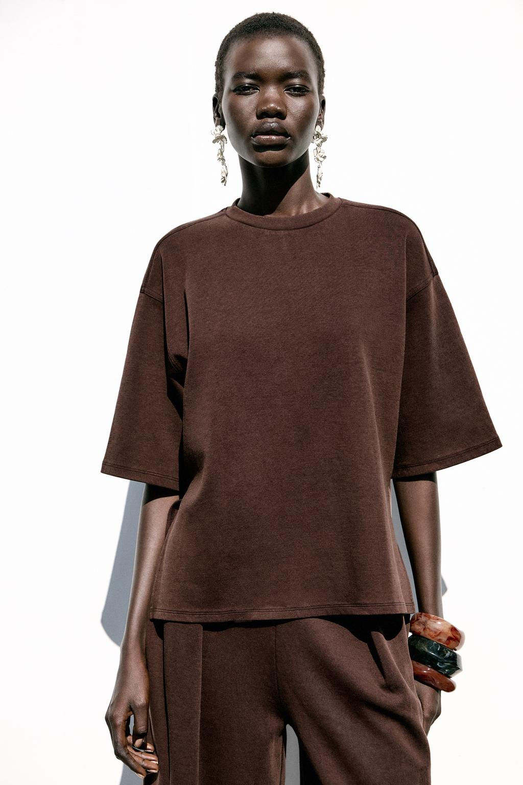 WASHED EFFECT INTERLOCK T-SHIRT - Zara фото 3
