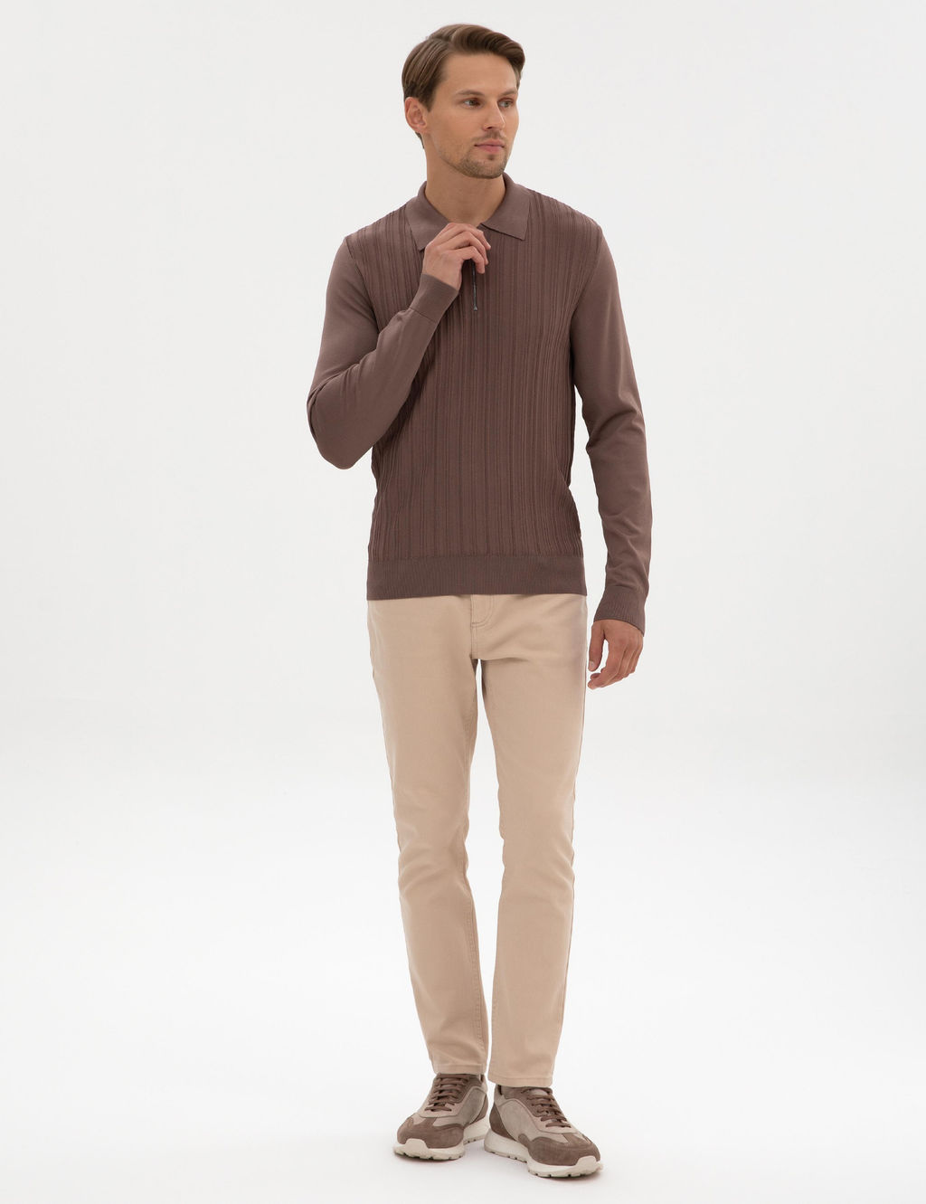 Vizon Regular Fit Bisiklet Yaka Fermuarl_ Triko Kazak - Pierre cardin фото 4
