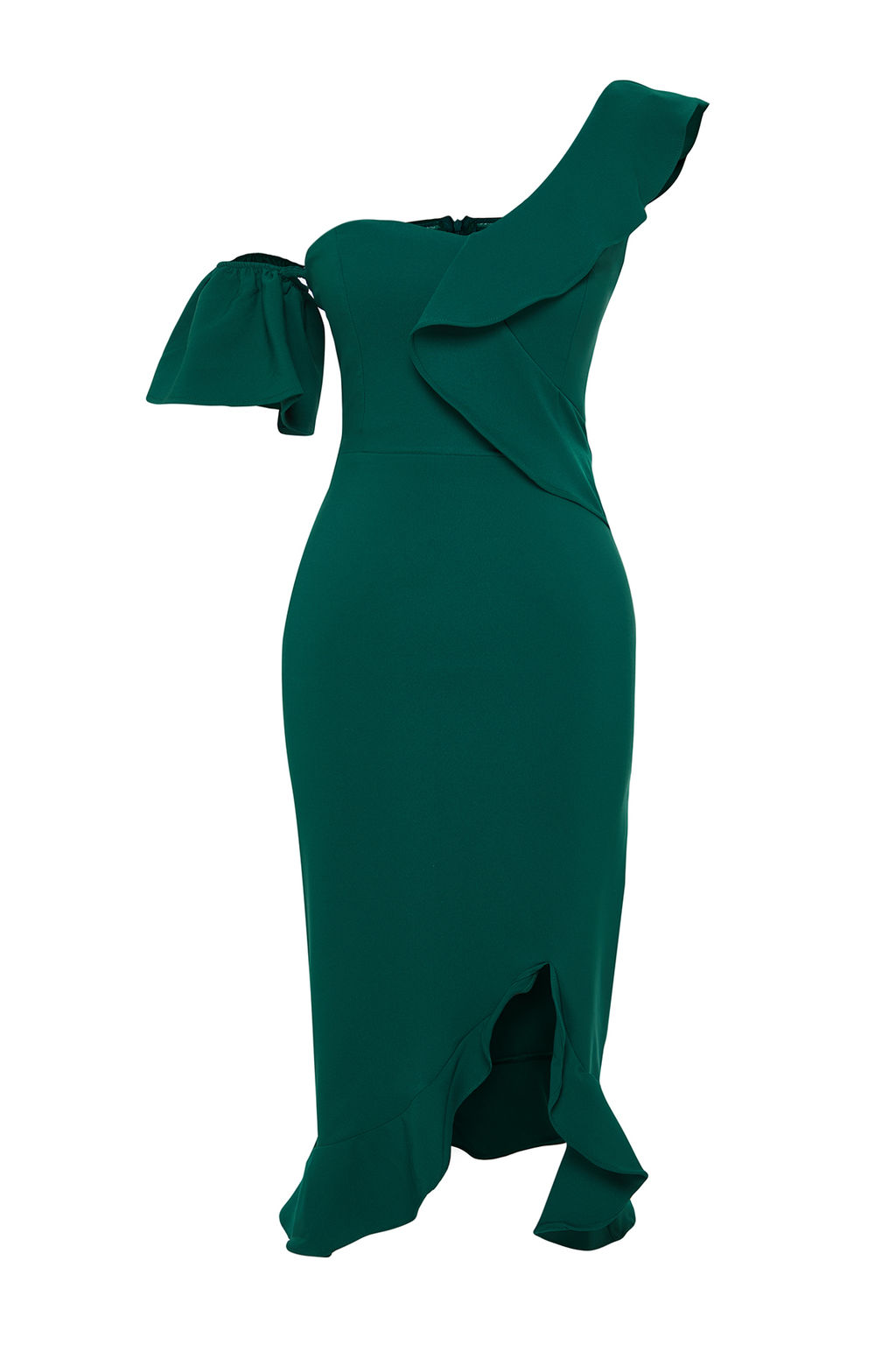 Zumrut Yesili F?rf?rl? Dokuma S?k Abiye Elbise TPRSS24EL00153 - Trendyolmilla фото 7