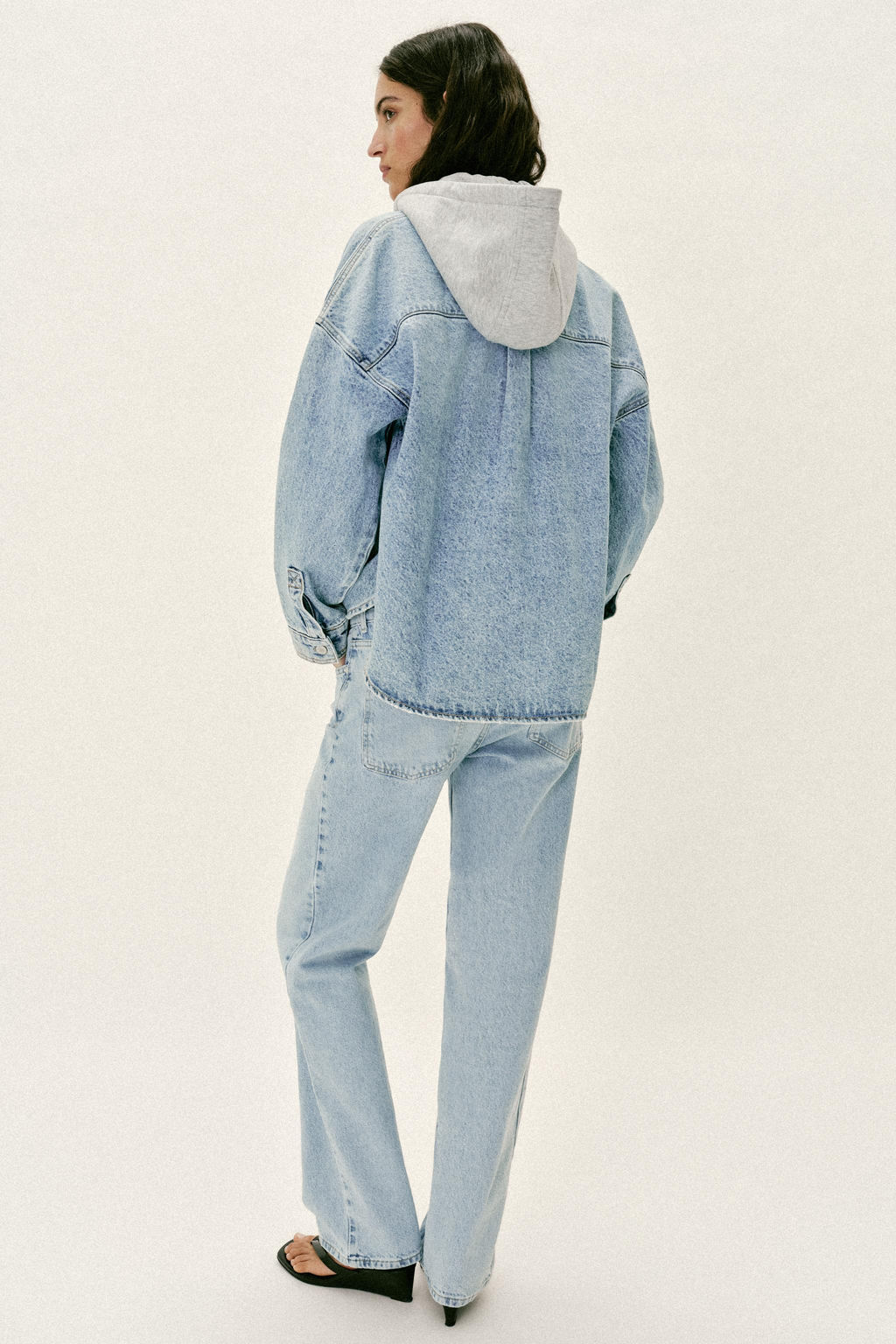 CAZADORA Z1975 DENIM OVERSIZE CAPUCHA / Azul claro - Zara фото 7