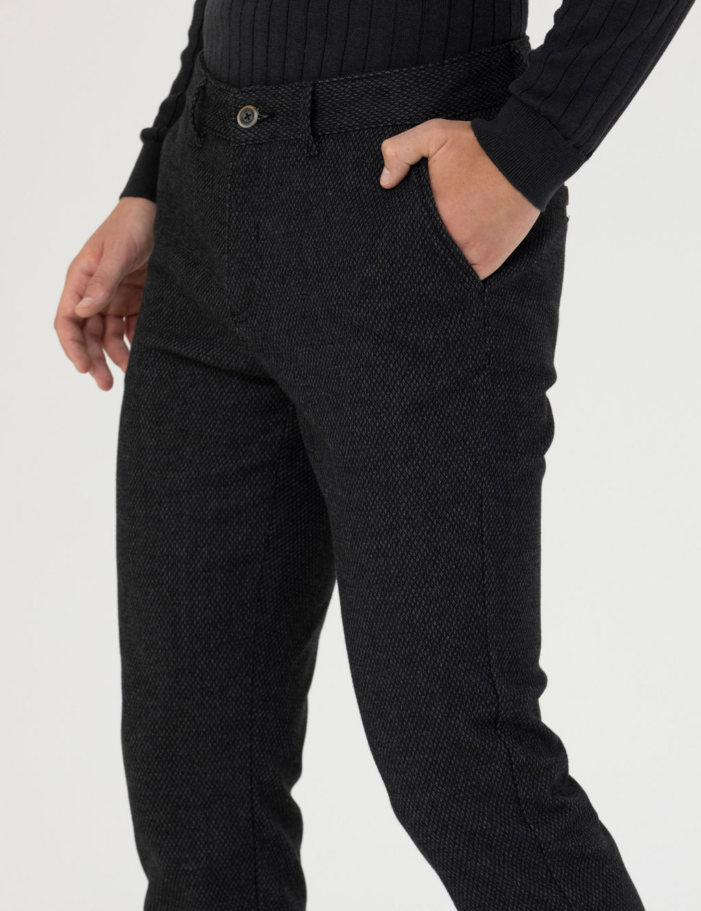 Siyah Slim Fit Kanvas Pantolon