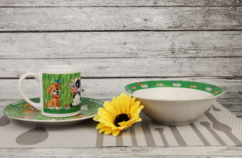 Набор Домашние животные 3пред (тарелка 19см, миска 18см, кружка 240мл) в под. уп. арт. MFK04005 /МФК/  фото 4