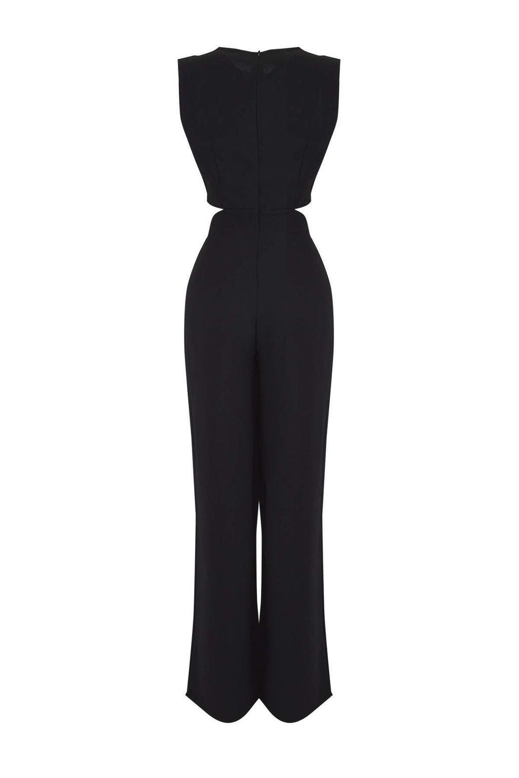 Siyah Cut Out/Pencere ve Toka Detayl? Genis Paca Dokuma Krep Tulum TWOSS25TU00065