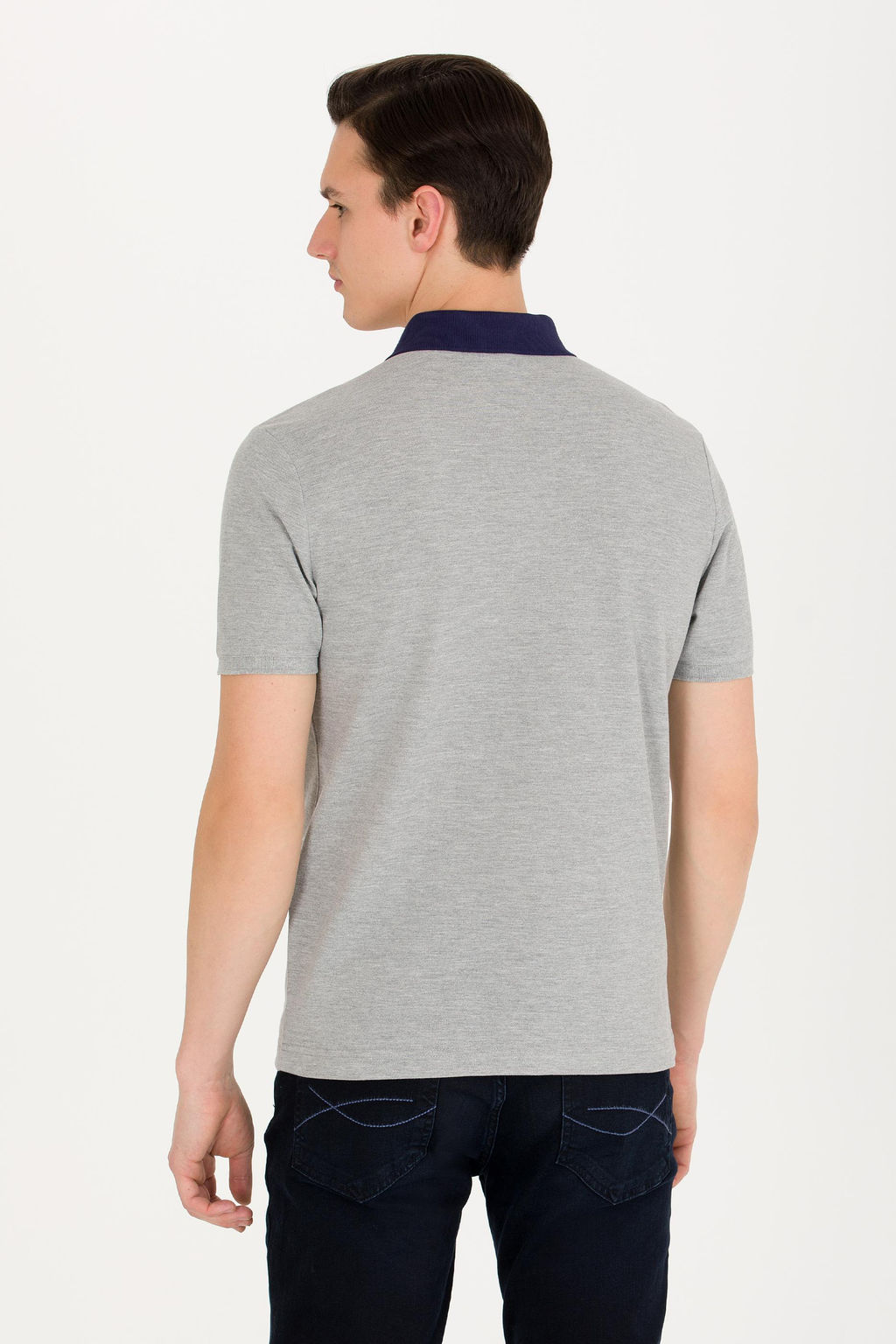 U. S. Polo Assn Мужская серая меланжевая футболка с воротником-поло - U.s. polo assn фото 5