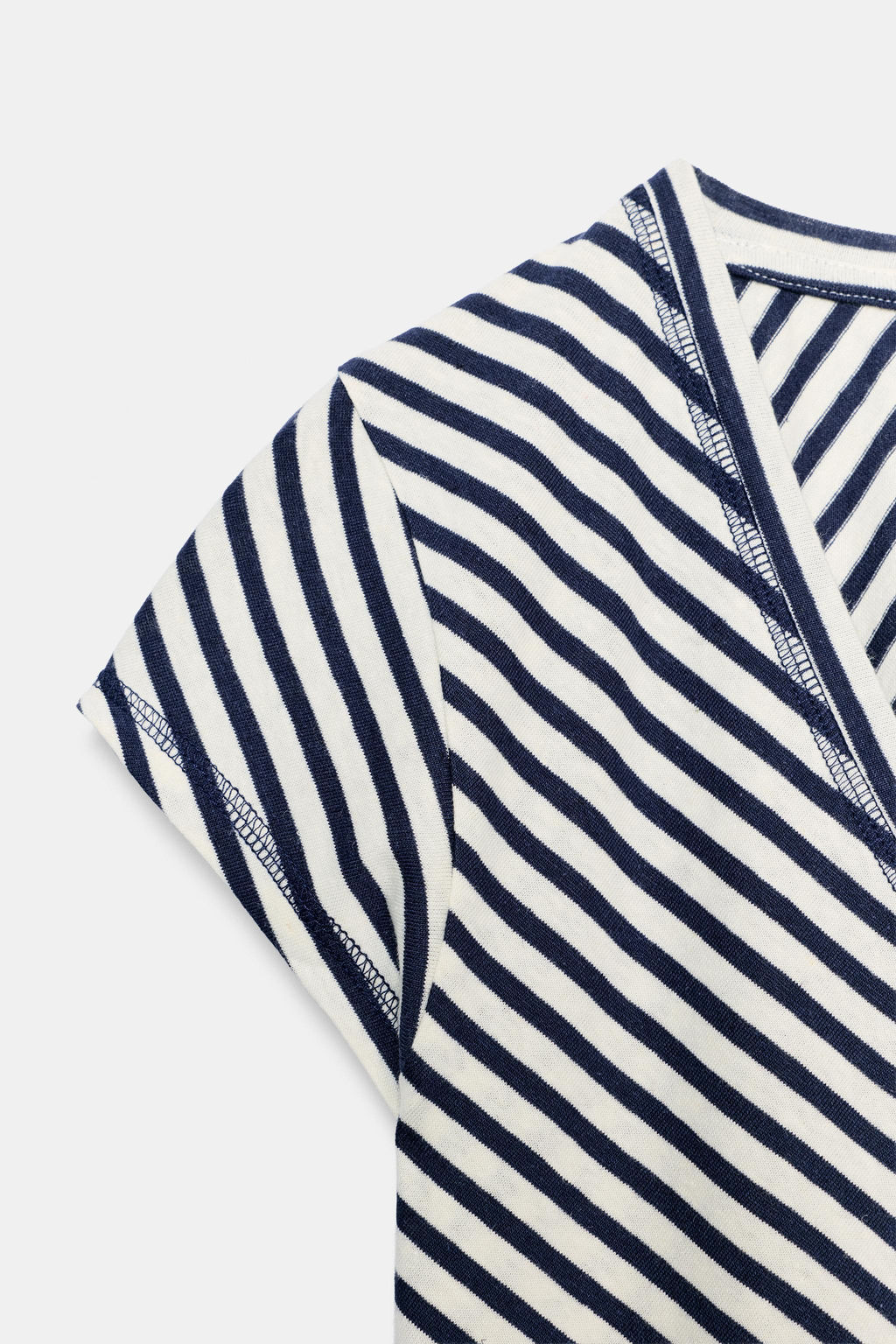 CAMISETA RAYAS CON LINO / Crudo / Marino