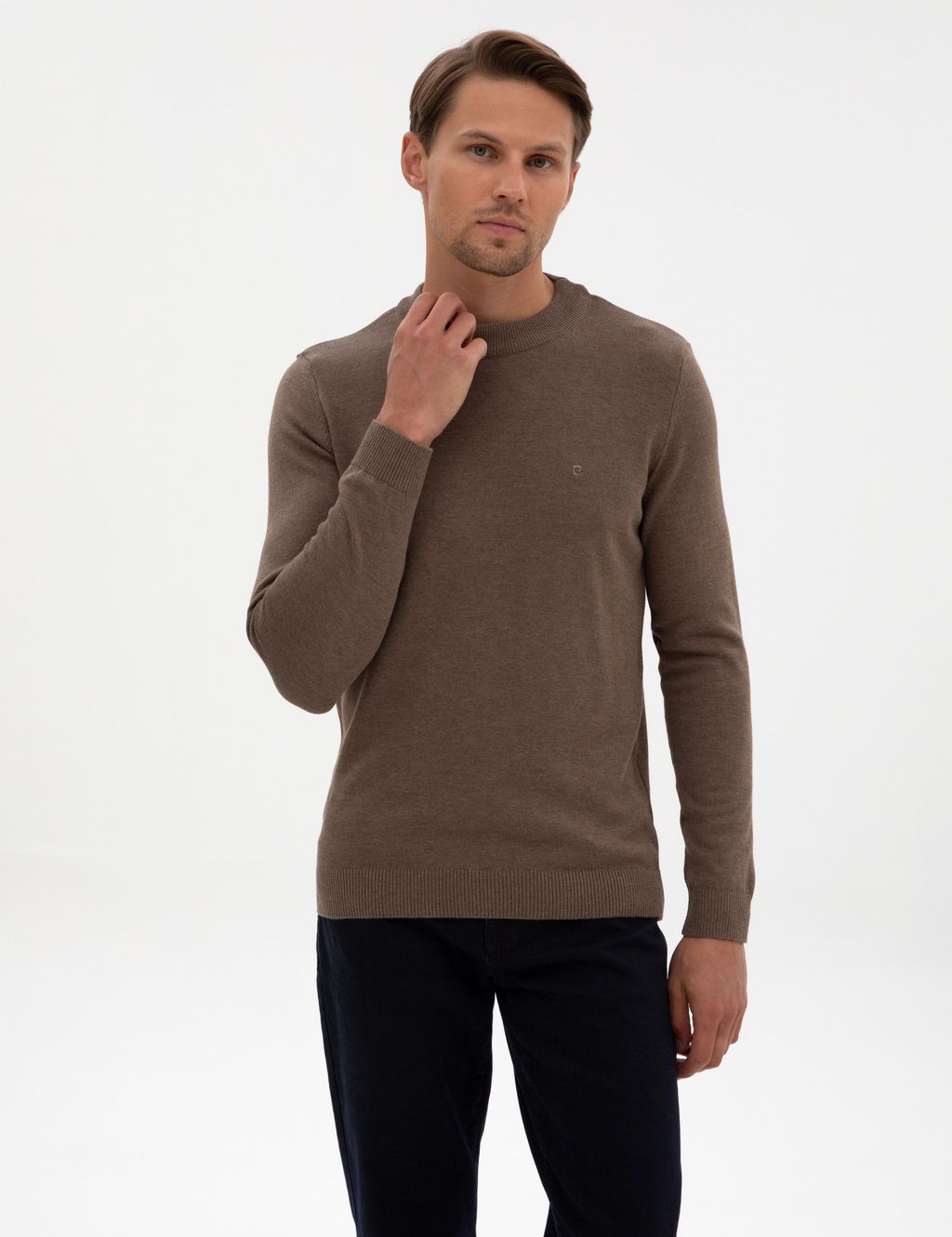 Vizon Melanj Slim Fit _eyrek Yaka Basic Triko Kazak - Pierre cardin фото 3