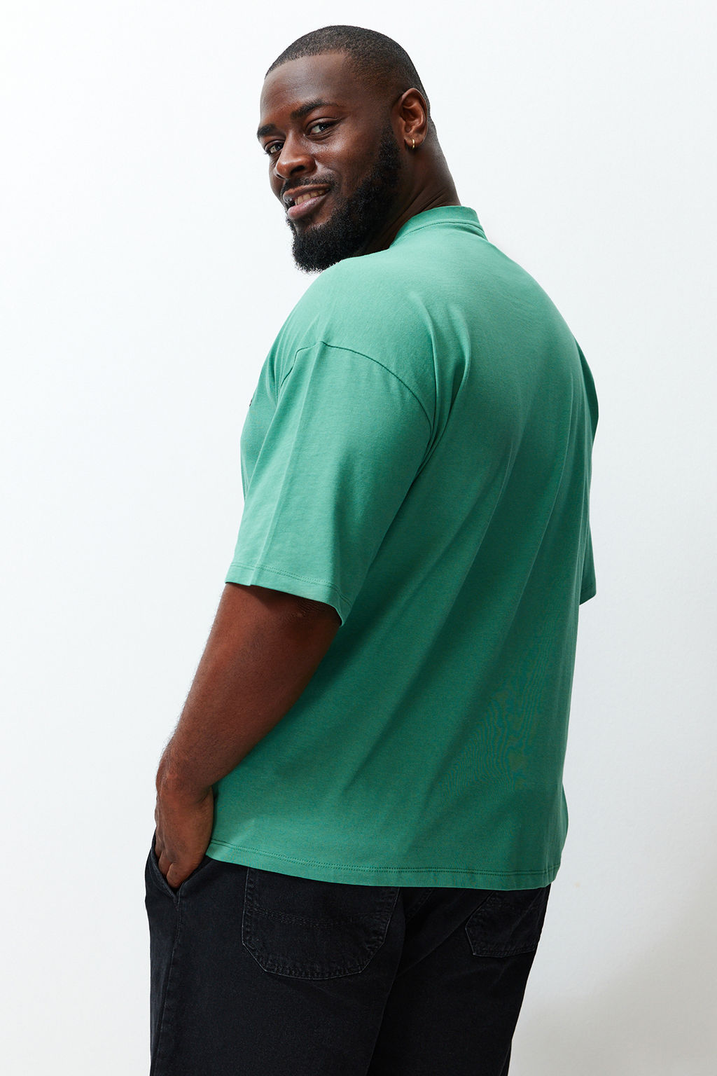 Yesil Oversize Buyuk Beden Hayvan Nak?sl? %100 Pamuk T-Shirt TMNSS24BF00025 - Trendyolmilla фото 6