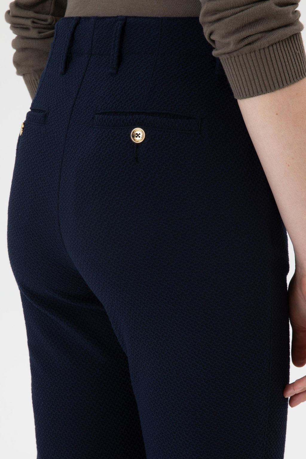 Kad_n A__k Lacivert Carrot High Waist Fit Kanvas Pantolon